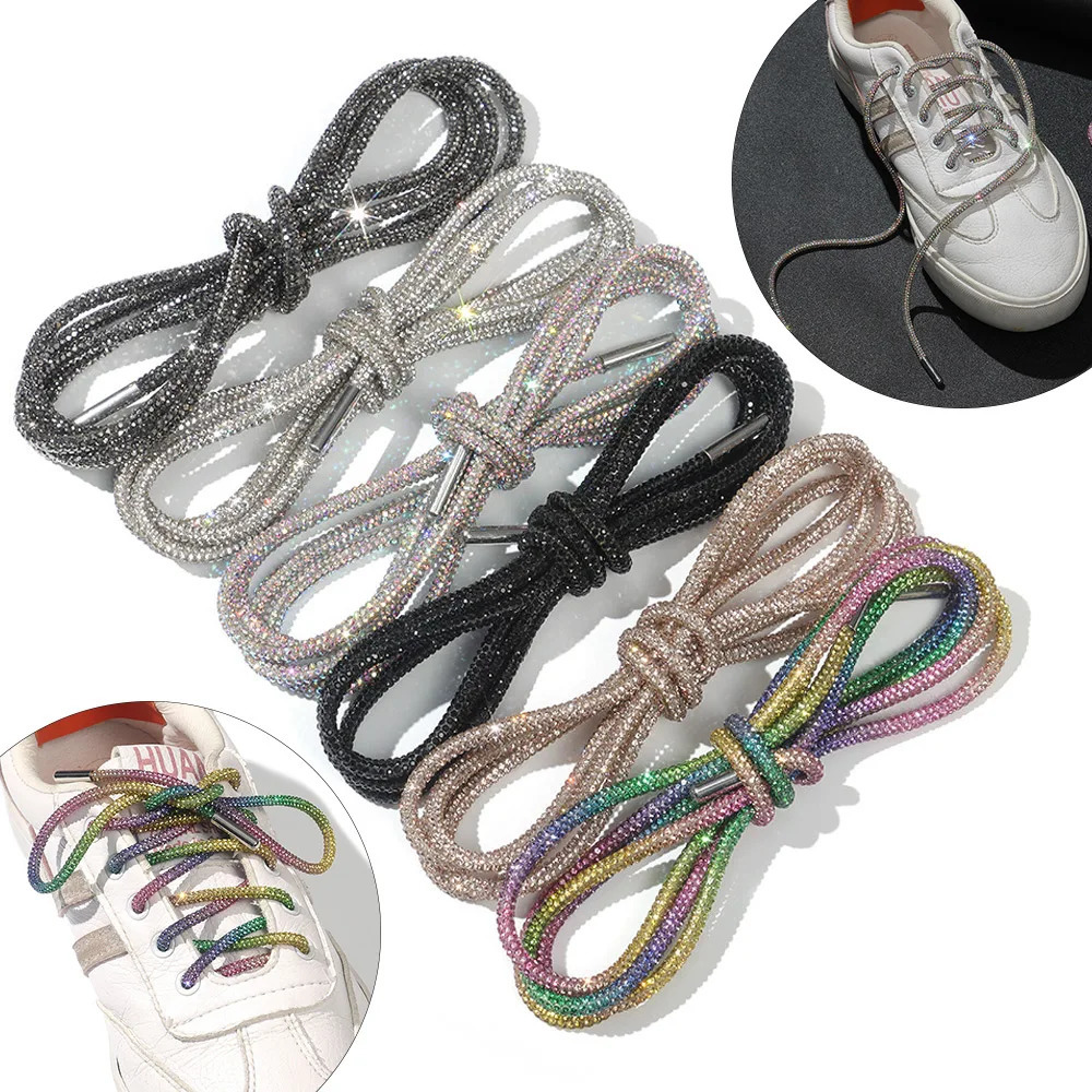 1Pc 100120140160cm Fashion y Rhinestone Shoelaces Rainbow Diamond ShoeLaces Casual Braiding Sneaker Laces Round Shoelace 250219