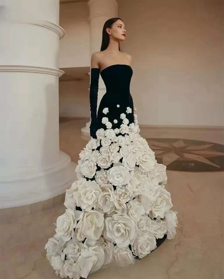Customized Dubai White wers Evening Dresses Arabic Boat Neck Black Mermaid Prom Bridesmaid Party Dress Vestidos De Gala