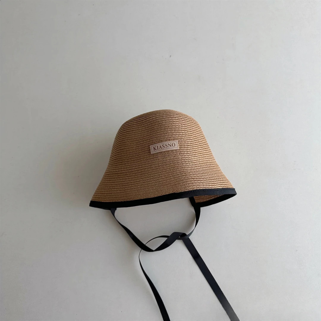 Summer Childrens Straw Hat Girls Seaside Vacation Big Brim Summer Lace Bucket Hat Girls Beach Caps Panama Cap 250219