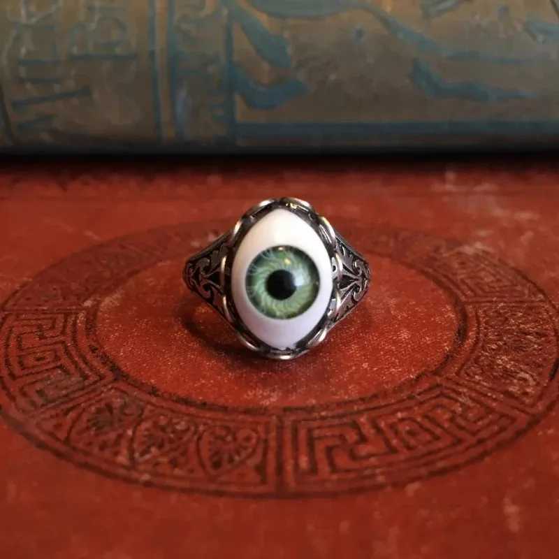 Big Blue Evil Eye Skull Claw Rings for Men Women Adjustable Vintage Antique Silver Plated Gothic Punk Rock Grunge Finger JewelryXJ250219