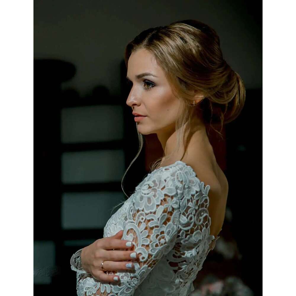 Vintage A E Wedding Dresses Long Sleeve High Neck Backless Appliques Lace Sweep Train Vestido De Noiva Customized 6660311