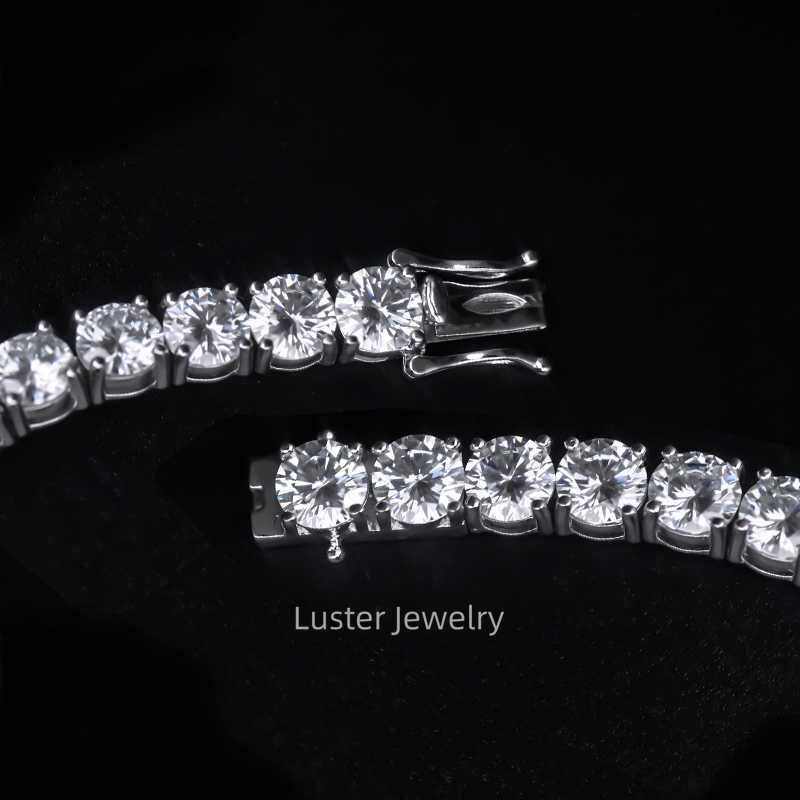 Luster Jewellery VVS D White 3/4/5mm Chain 925 Sterling Silver Moissanite Tennis Bracelet