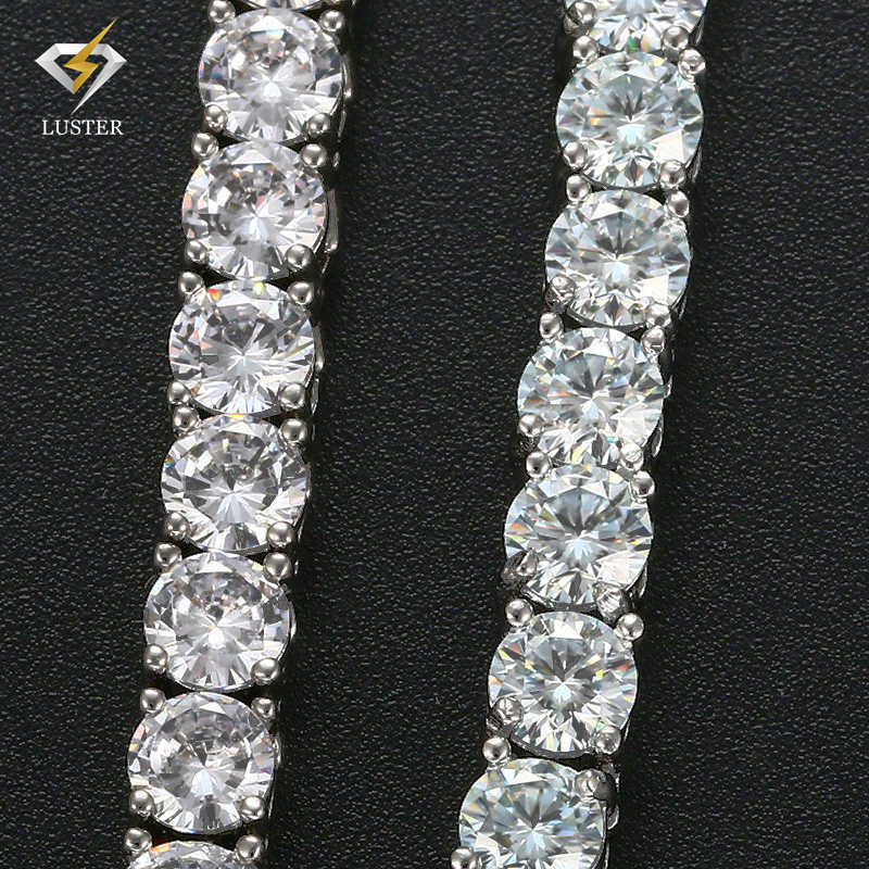 Luster Jewelry High Quality Hip Hop Bling 925 Sterling Silver 3mm 4mm 5mm Flawless D Color Lab Diamond Moissanite Tennis Chain