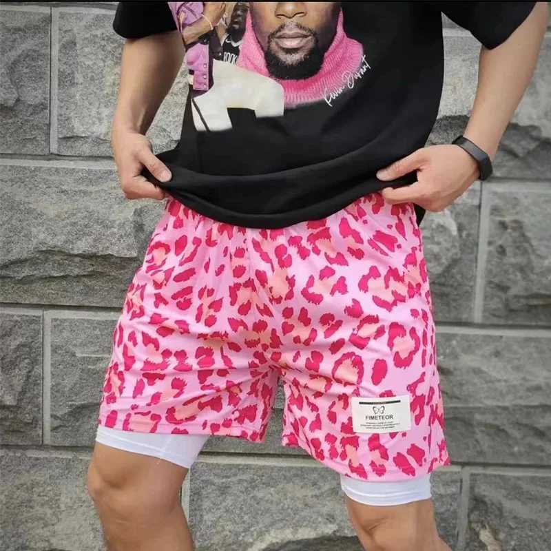 New sports shorts mens sports shorts double-layer running shorts 2 at the bottom of the beach summer gym training jogging shorts W250219