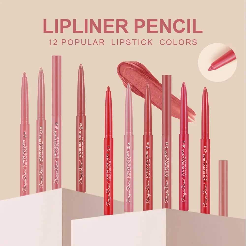 Lip Liner Lipstick Pen Waterproof Long-Lasting Hook Line Lip Pencil Matte Beginner Automatic Lip Liner Bean Paste Color Hook Pen Automatic Rotating Li