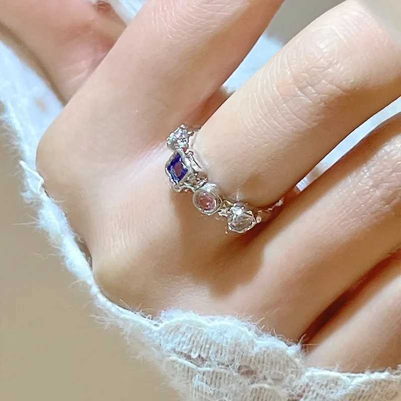 Vintage Irregular Cross Star Open Ring for Women Men Punk Gothic Sliver Color Adjustable Couple Rings Y2K Egirl Jewelry GiftXJ250219