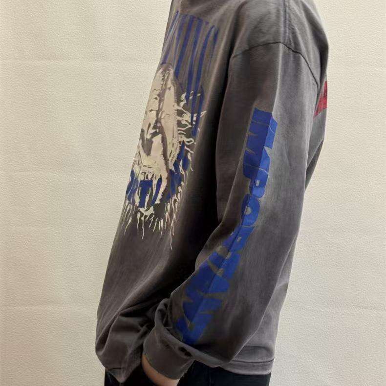SAINT MICHAEL new washed vintage loose American high street trendy long sleeved base T-shirt