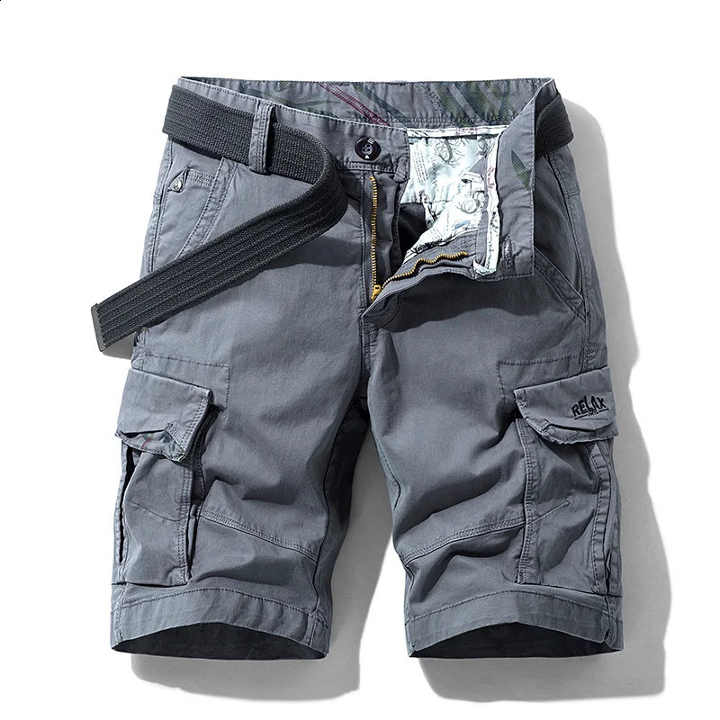 Cargo Shorts Men Spring Summer Cotton Bermuda Solid Denim Casual Multi-Pocket Pants Clothing Men Cargo Short 250218