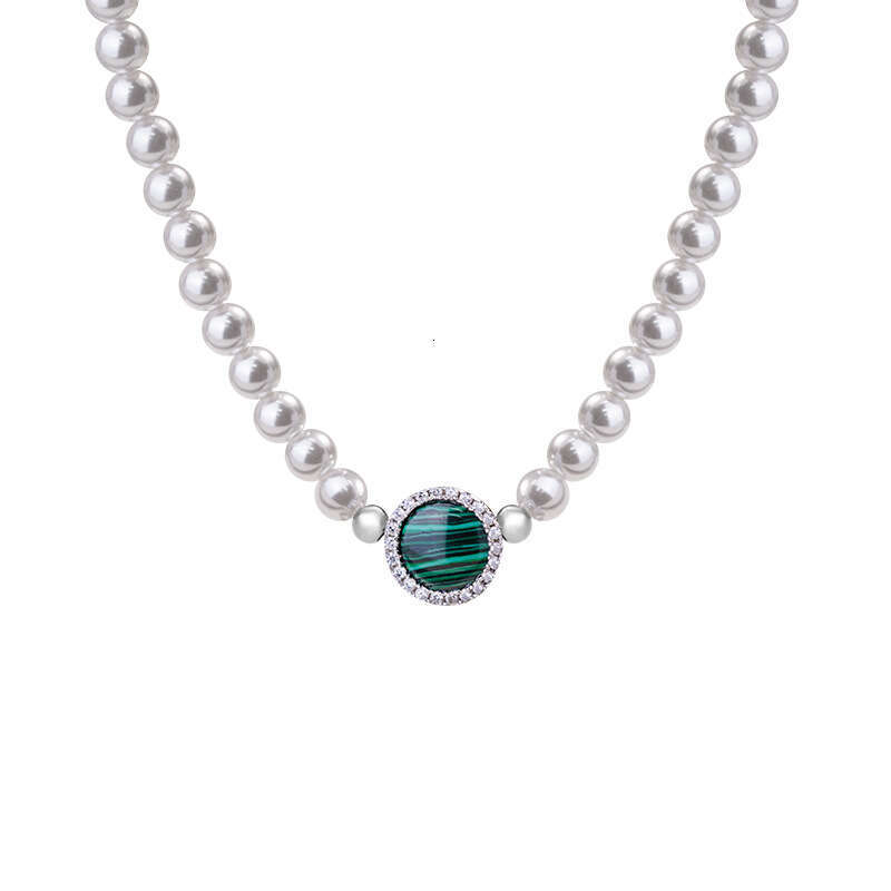 Pea stone pure sier necklace for women with niche design, light style, Shijia pearl collarbone chain, ins high-end pendant