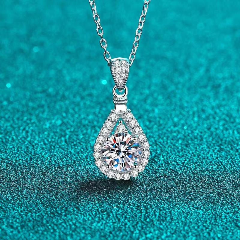 Necklace for Women Real Solid White Gold VVS1 D Clarity Lab Grown Dia Eternity Fine Jewelry