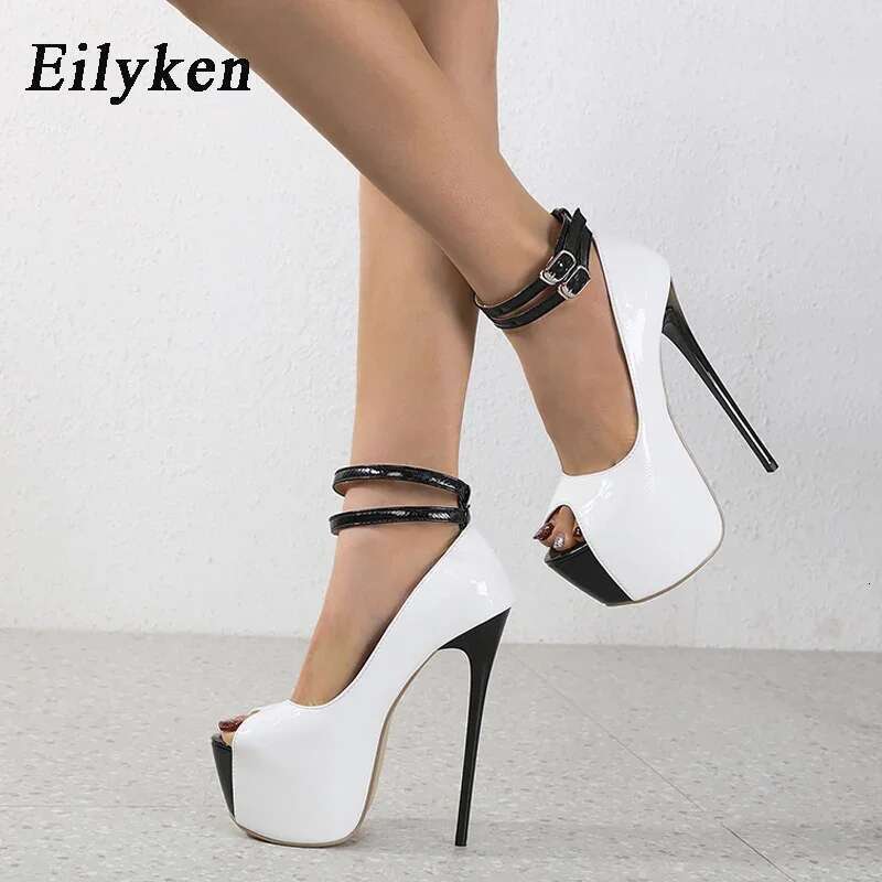 Sexy Open Toe Platform Extreme Women Pumps Stiletto Heels Double Breasted Buckle Pole Dancing Sandals Shoes