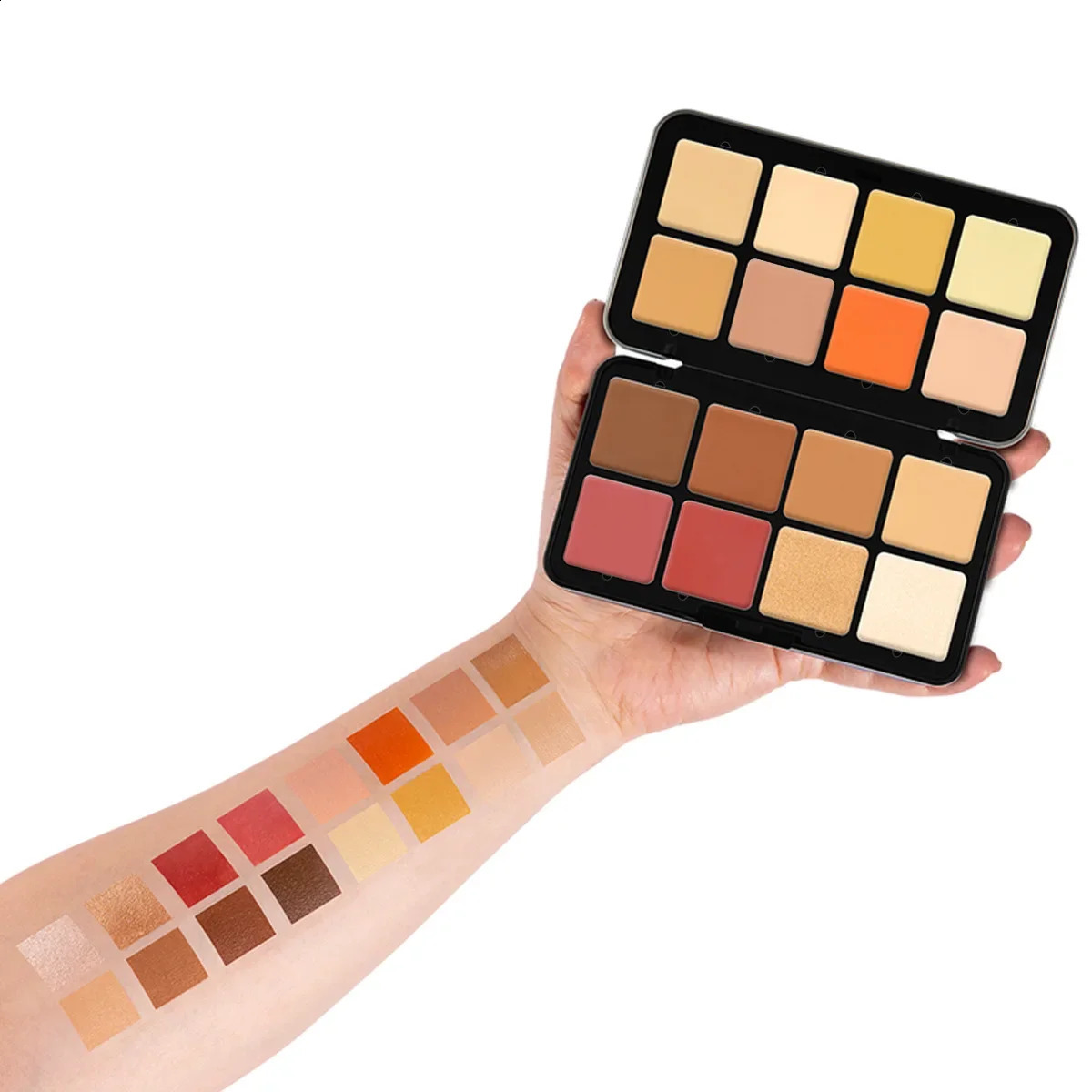 16-Color Iron Box Concealer Plate Natural Non-Stuck Powder Multi-Purpose Matte Highlight Concealer Blush Palette Bronzer 250214