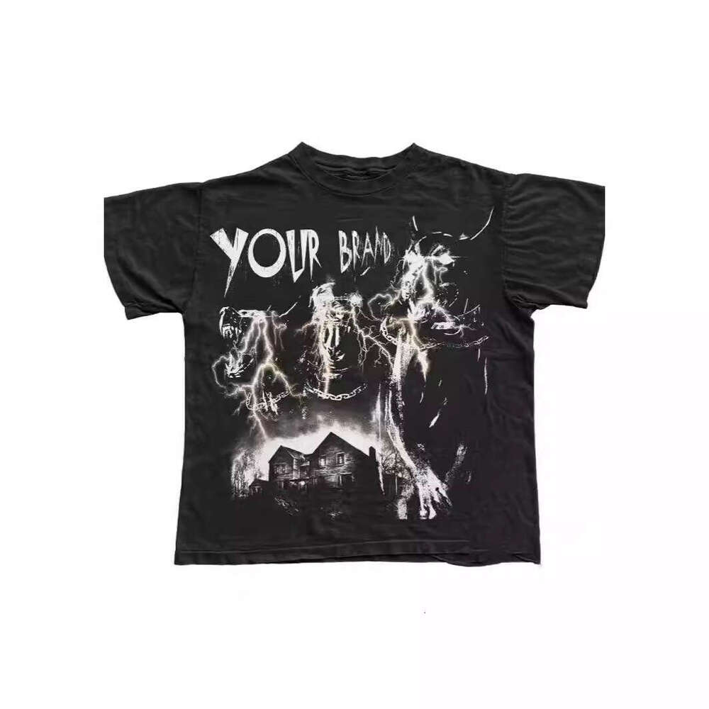 Summer personalized creative design printed American street Y2K Harajuku loose round neck pure cotton T-shirt for men and women