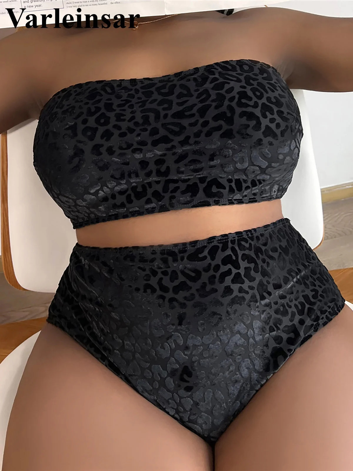 0XL 4XL Leopard Bikini Large Size Swimwear Plus Women Swimsuit Female Twopieces set Bather Bathing Suit V3977B 250219