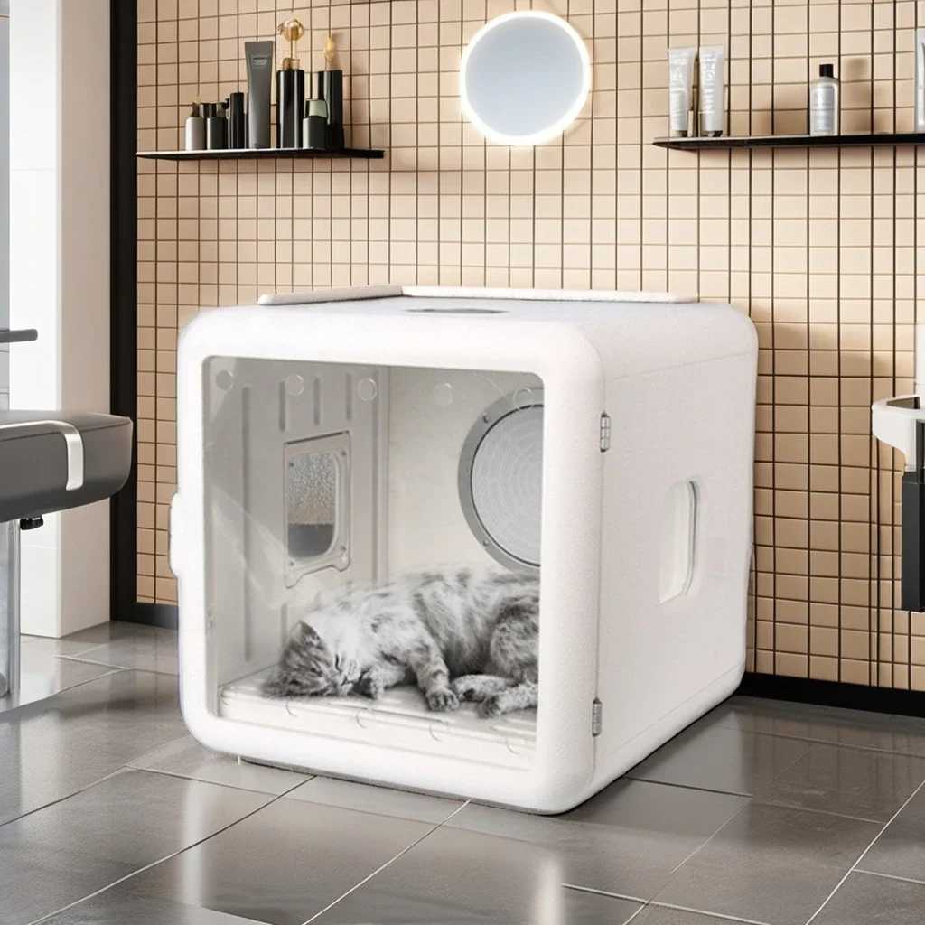 Dog Feeders Manufacturer Supply High Quality Smart Automatic White Box Pet Dryer Dog and Cat Hair Drying Machine Stand-Grooming Product H250218