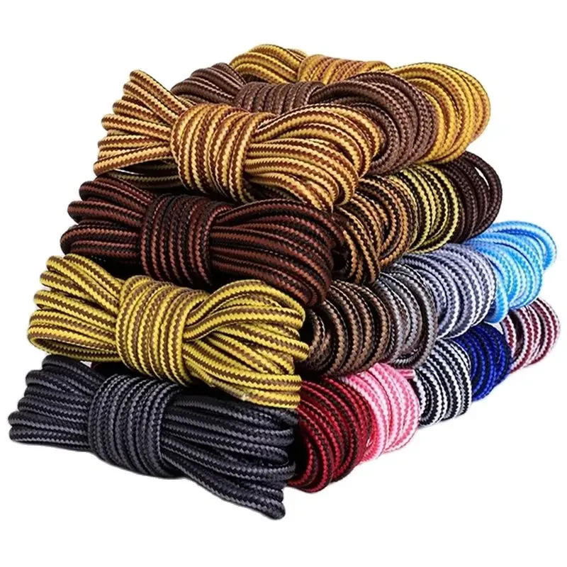 Round Boot Shoelaces Striped Sneakers Shoe Laces Boots Shoes Strings Outdoor Walking Hiking Shoelace 1Pair 250219