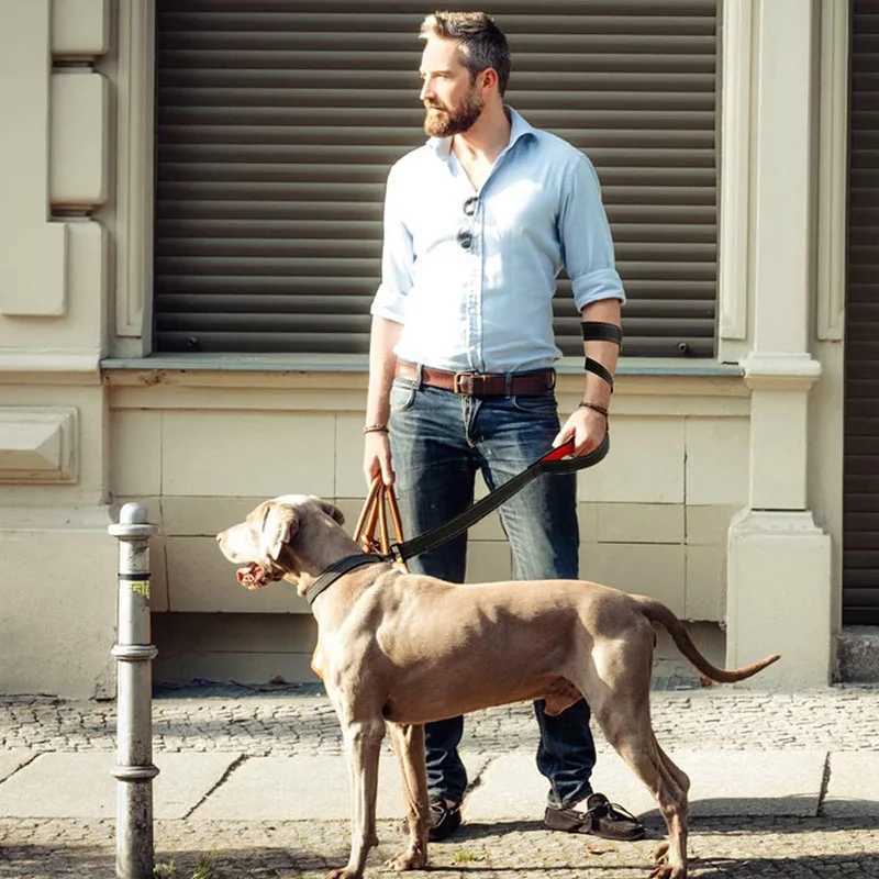 1.2/1.5/1.8m Two Handle Heavy Duty Double Handle Nylon Dog Leash For Training Control Guard Rope Walking Cats Dogs Harness LeadXJ250218