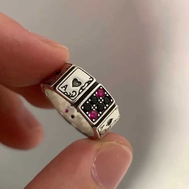 Fashion Trend Creative Poker Ace Open Cuff Finger Rings for Man and Women Girl Fashion Vintage Jewelry Gift PartyXJ250219