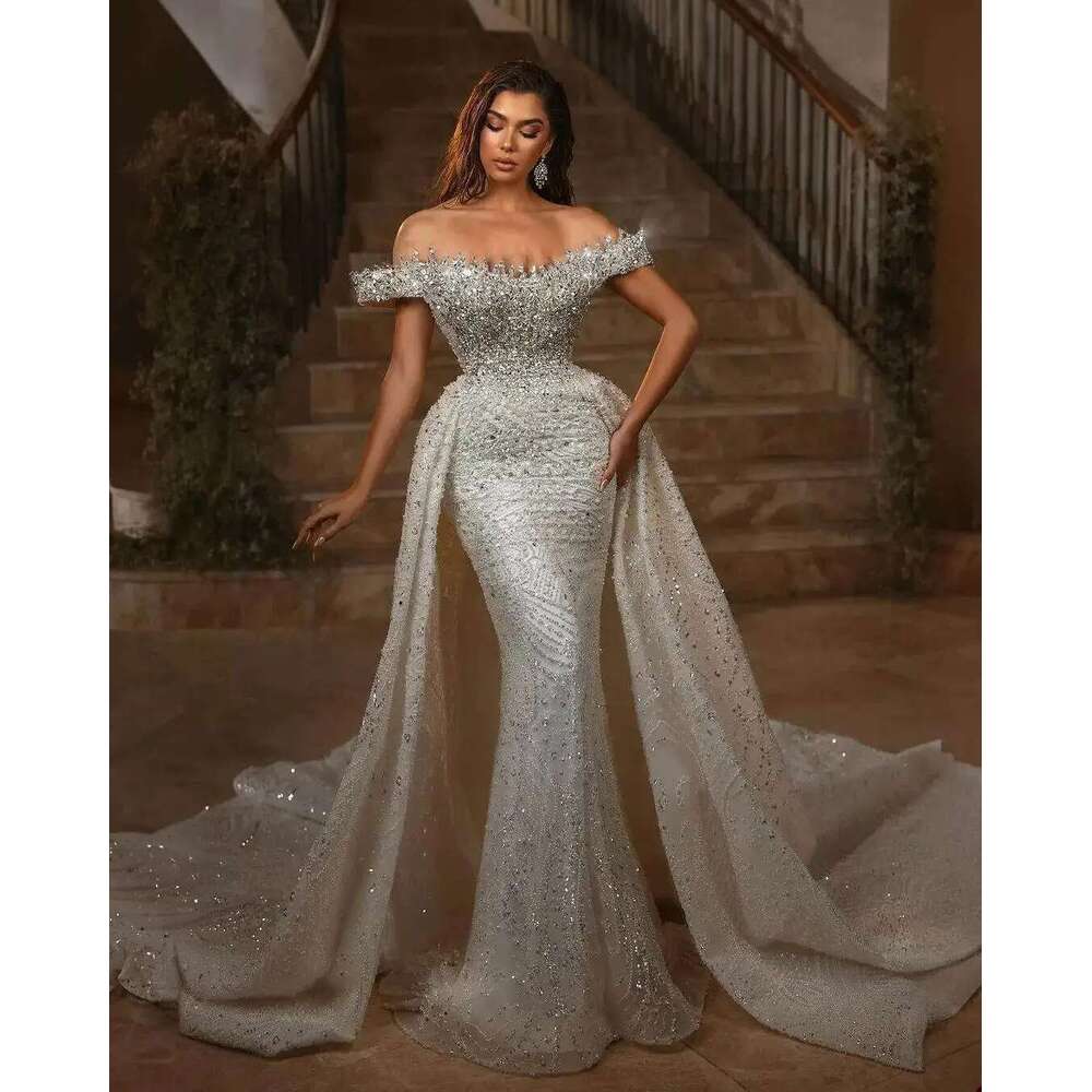Gorgeous Dresses Mermaid Off The Shoulder Appliques Backless or-Length Princess Bride Wedding Dress Custom Made