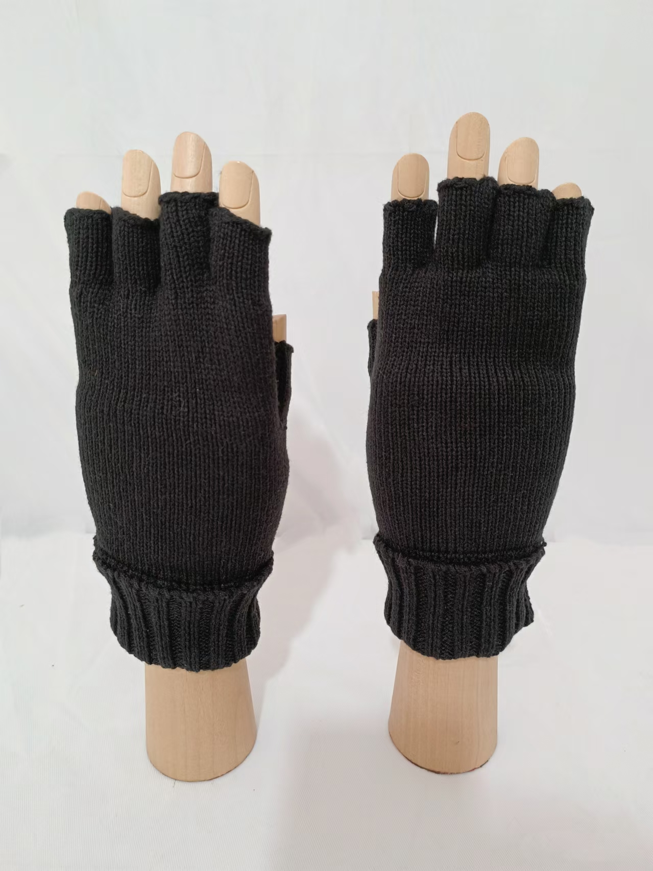 Men's fall and winter cotton nitrile blend padded warm half finger knitted gloves XYS003