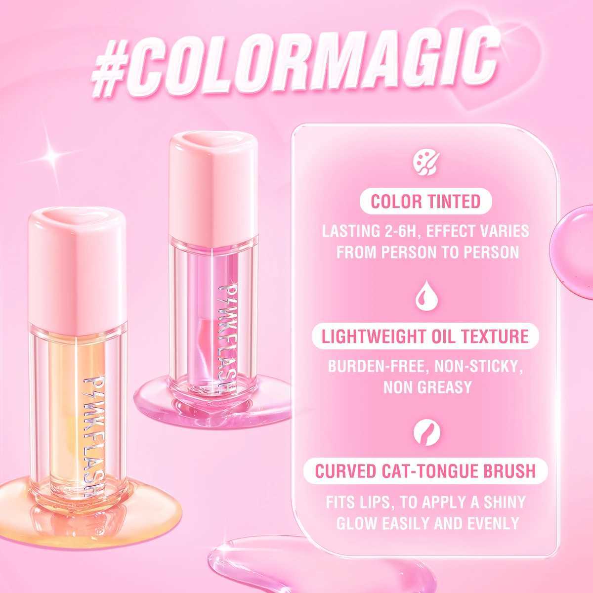 PINKFLASH Moisturizing Lip Oil Non-sticky Hydrating Lip Glosses Lightweight Lip Plumpers Lip Tints Lip Care Makeup CosmeticsW250219