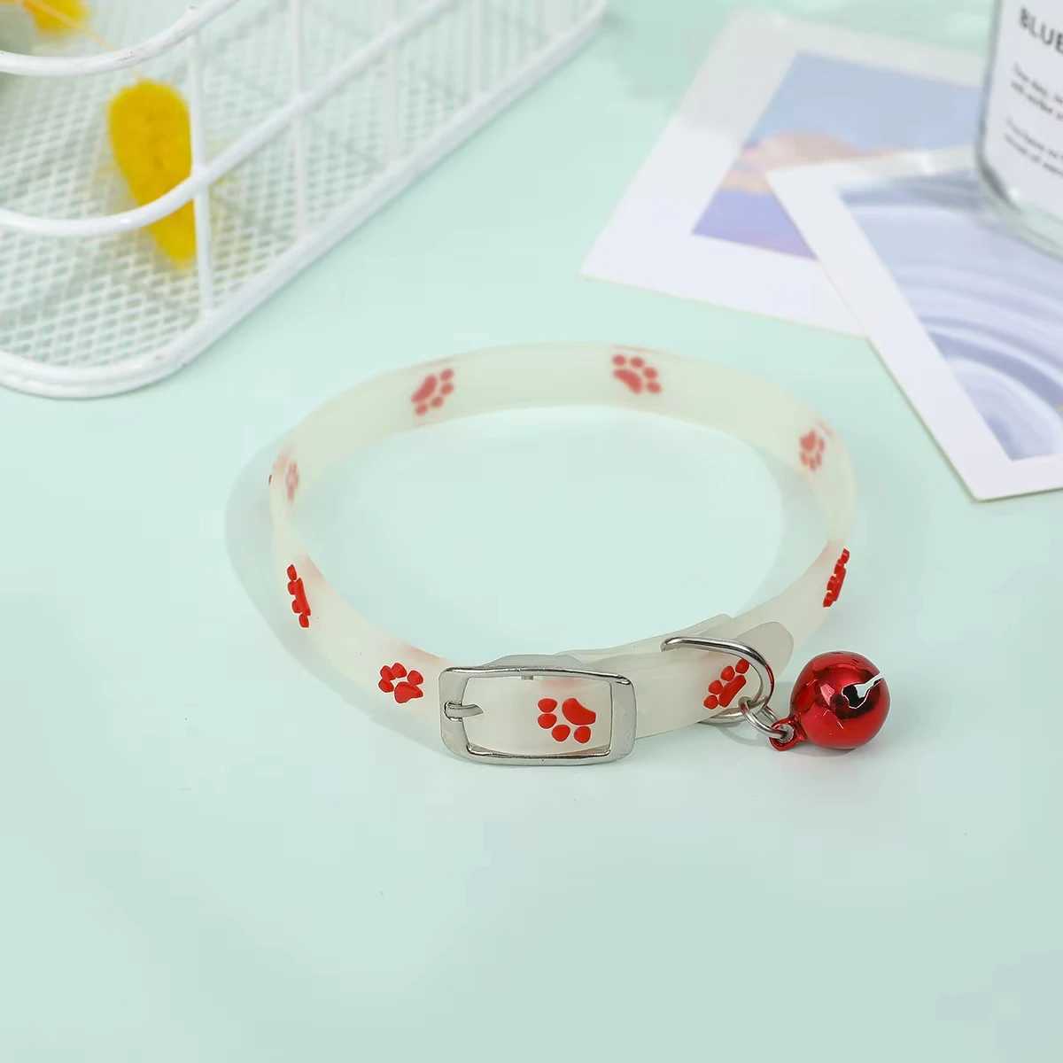 Luminous Cat Necklace Glowing Small Dog Cat Collar Anti-Loss Fluorescent Silicone Cat Bell Collar Neck Ring Pet Cat AccessoriesXJ250218