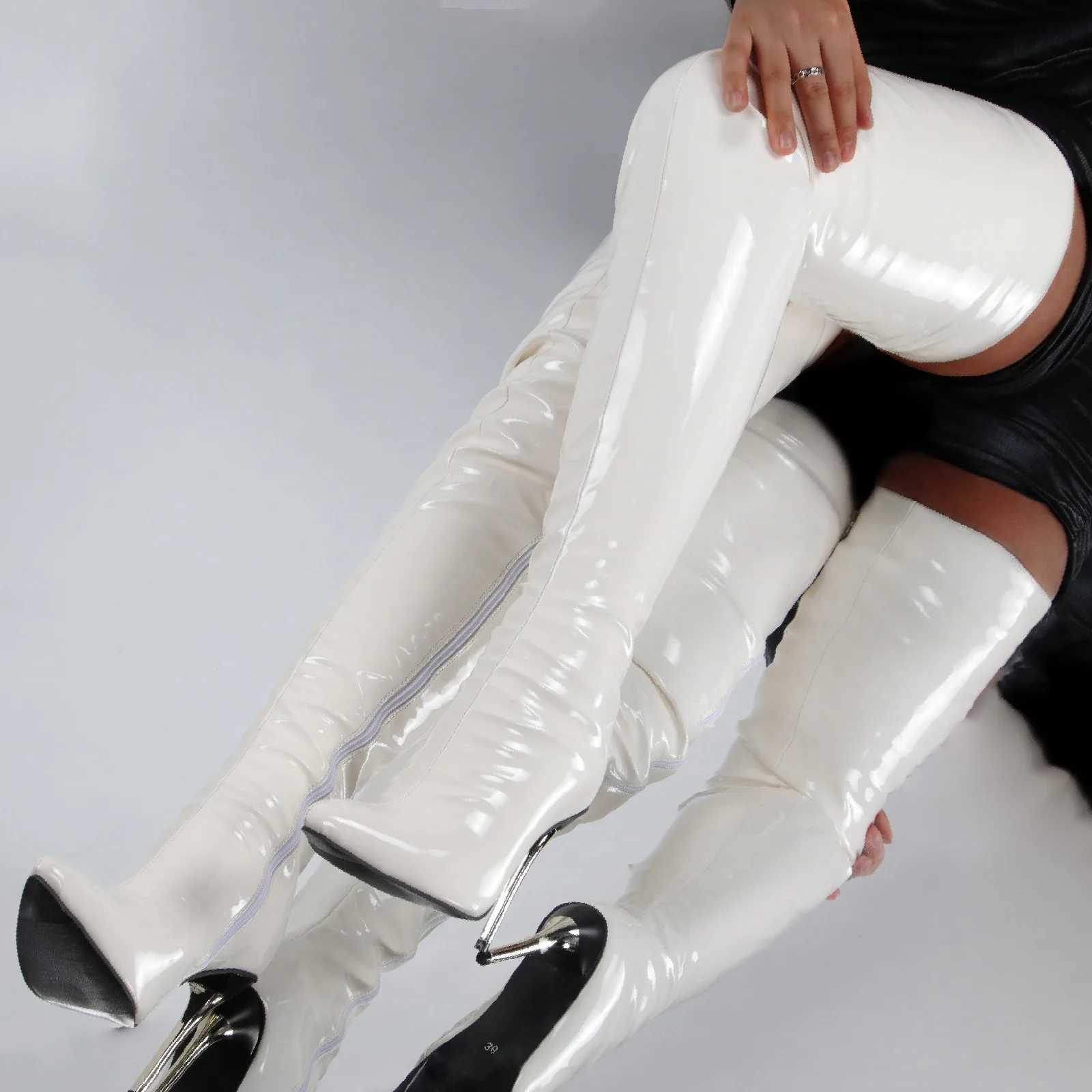 Patent Leather Over The Knee Boots Ladies High Heels 2024 New Large Size Sexy Thigh High Boots Stiletto Women Boots Womens Boots Z250218