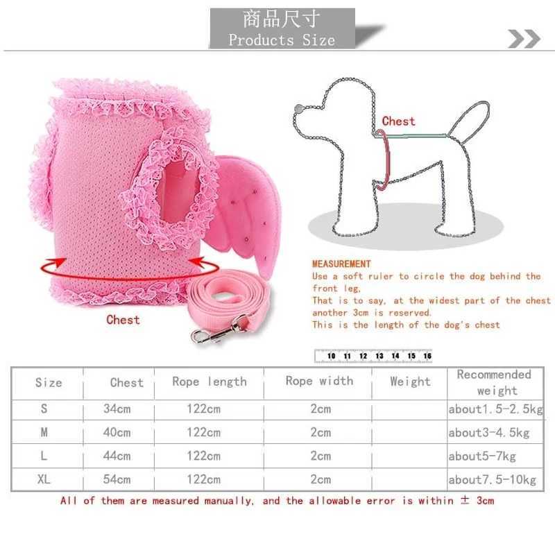 Dog Harness Wings Angel Breathable Mesh Leash Chihuahua Puppy Chest Collar mascotas Outdoor Walk Training Accessories dog wingsXJ250218