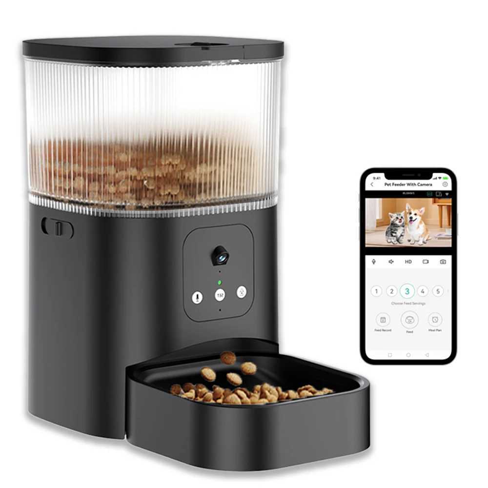 Dog Feeders 3L 6L Large Capacity Automatic Pet Feeder Smart APP Remote Timing Control Cat Dog Bowl Food Dispenser With Camera WIFI Recording H250218