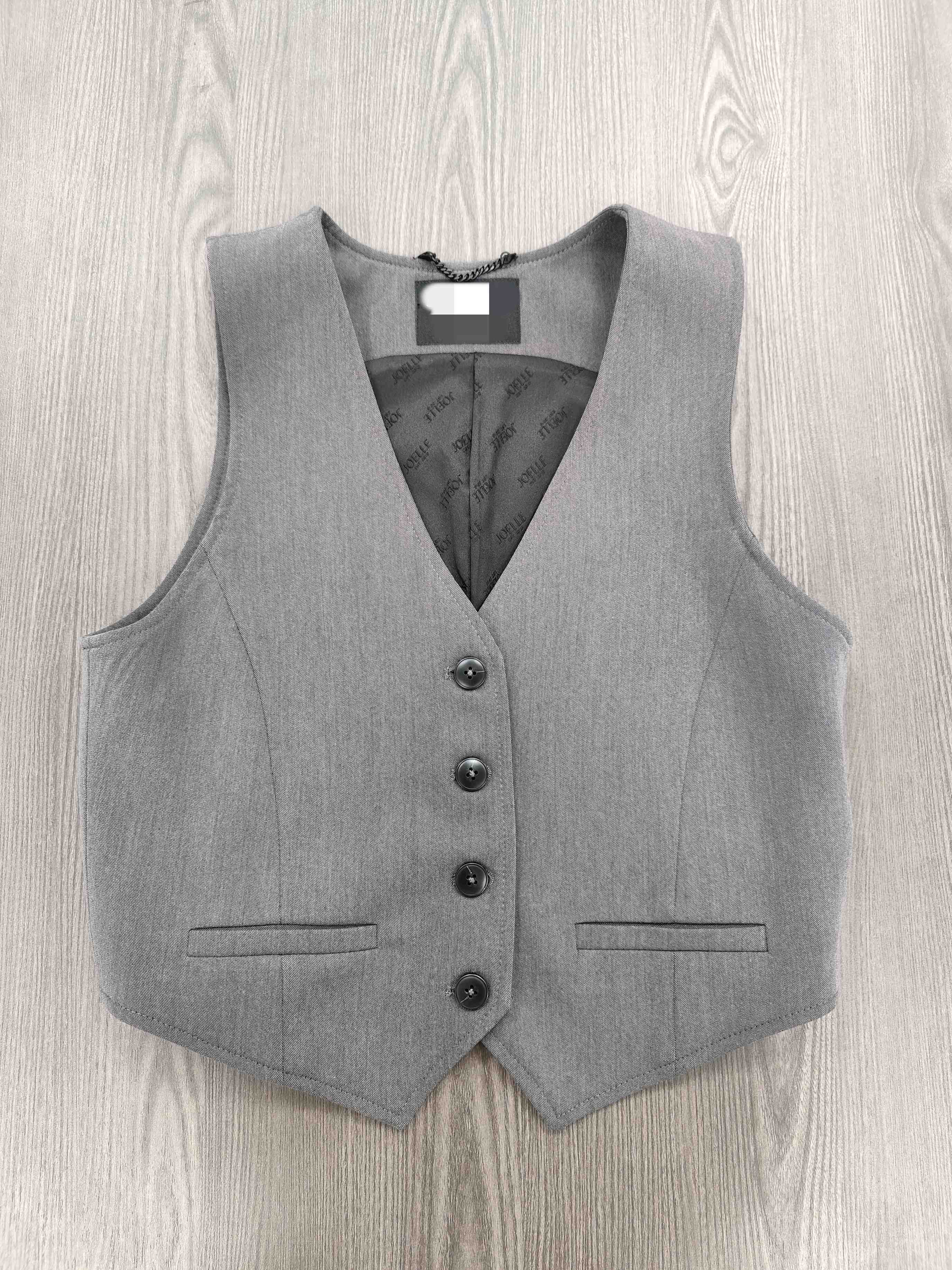 Grey Slim Fit Single Breasted Tailored Blazer Vest