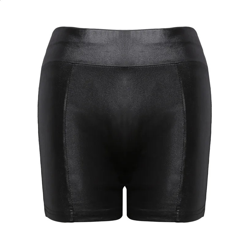 2024 Sexy Womens Shorts Shiny Elastic High Waist Faux PU Leather Short Pants Slim Dance Clubwear Mini 250213