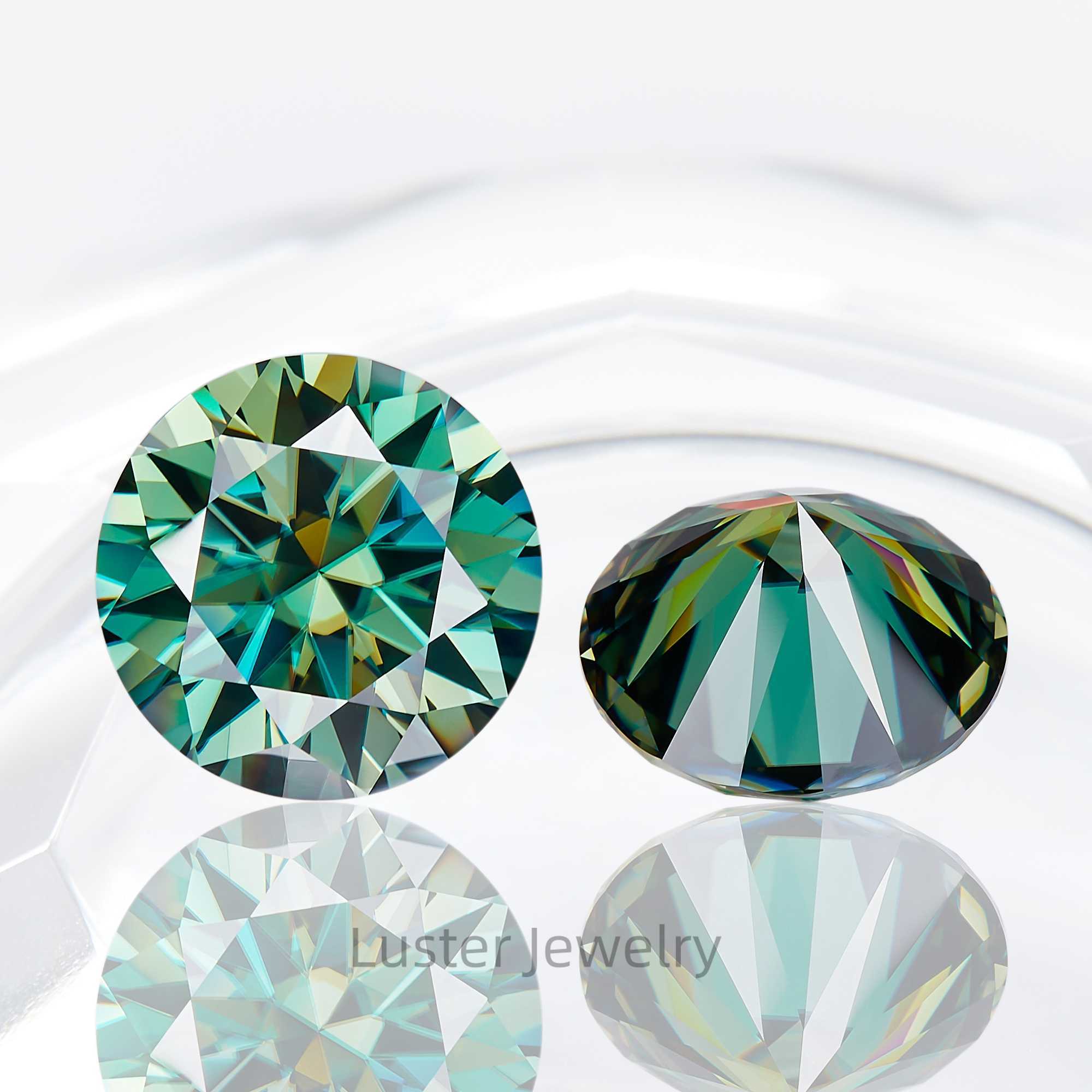 Luster Solitaire 6.5mm Round VVS Green Moissanite Fashion Jewelry High Quality 925 Silver Women Moissanite Stud Earring for Girl