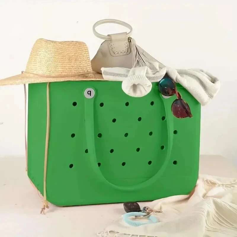 L Sac Summer EVA Waterproof Travel Storage Basket Large Rubber Shoulder Handbag Women Shopping Beach Jelly Tote Bag