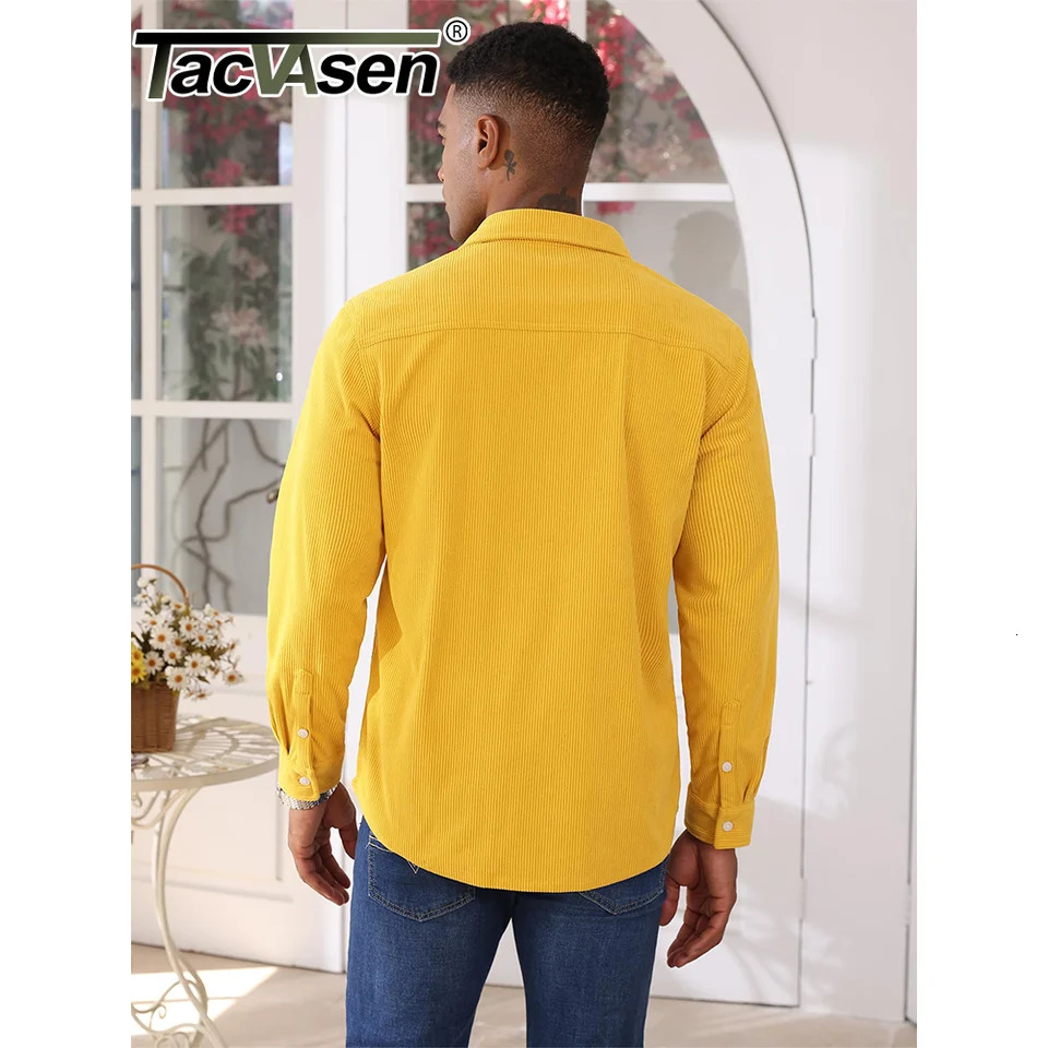 TACVASEN Corduroy Shirt Jackets Mens Long Sleeve Button Up Lightweight Jacket Spring Fall Streetwear Shacket Tops Outwear Males 250214