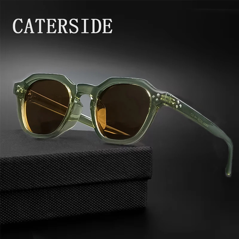 CATERSIDE Retro Polarized Sunglasses Men Ultralight TR90 Frame Polygon Women Sun Glasses Outdoor High Quality Travel Eyewear 250214