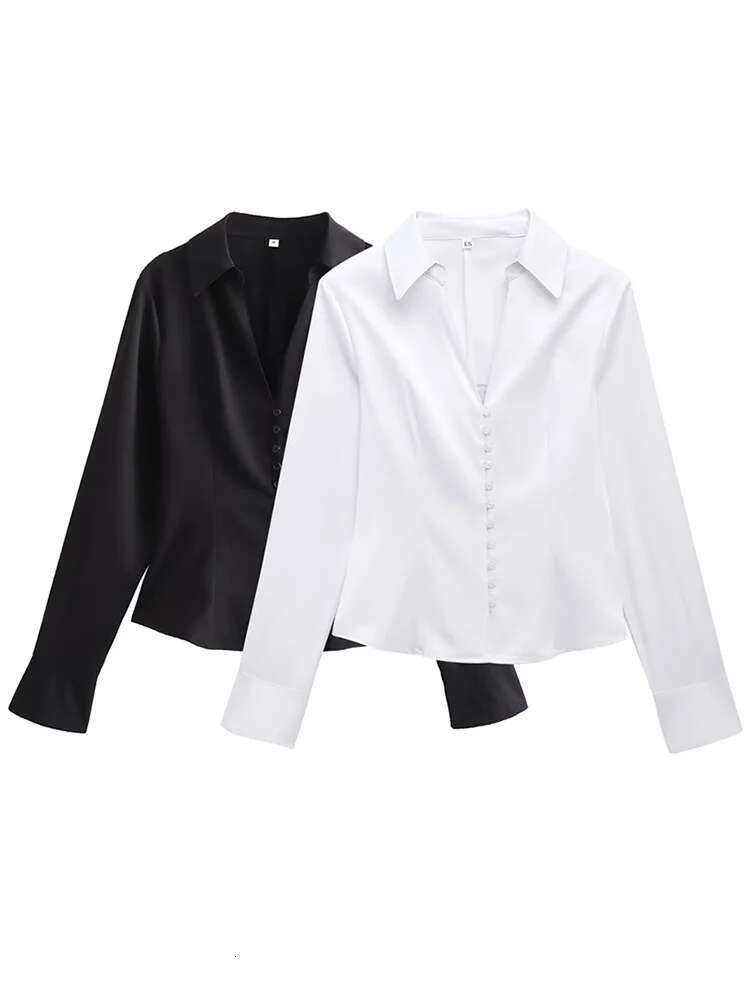 Casual Women Loose V Neck Lapel Single Breasted Slim Wasit Shirt Female Spring Long Sleeves Solid Soft Shirts Lady