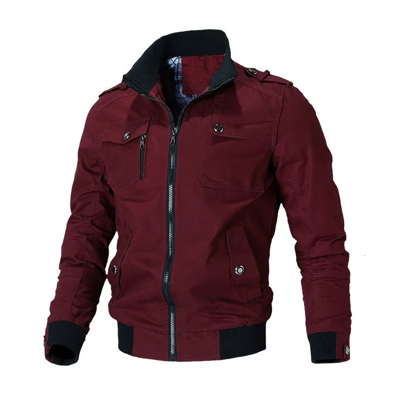 Mens Casual Jacket Fashion Windbreaker Coat Autumn Street Solid Cotton High Motorcycle Jackets 250214