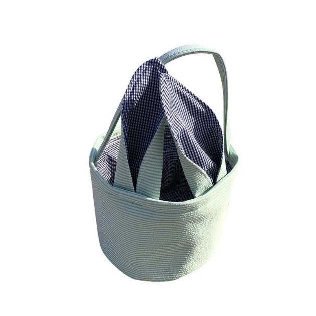 Easter Bag Favor Stripe Bunny Basket Cartoon Rabbit Long Ears Bucket Seersucker Easters Eggs Bags Kids Party Gift FY4480 0219