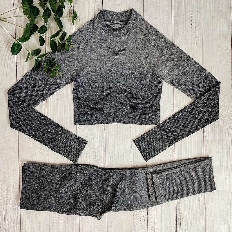 Ombre Sportswear Women Yoga Sets Outfit Fitness Gymnastic Suit Workout Clothing Sports Pants Set Seamless Athletic Wear Clothes 250219