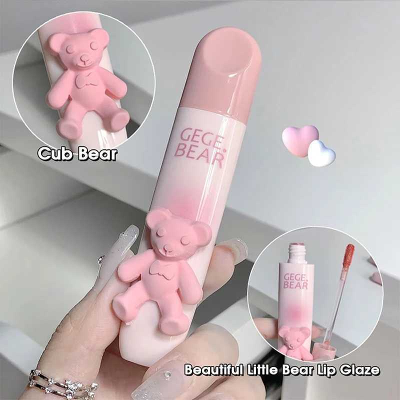 Cute Little Bear Lip Glaze Mist Face Matte Velvet Lipstick Holding Makeup Whitening Lip Cream Coloring Lip ColorW250219