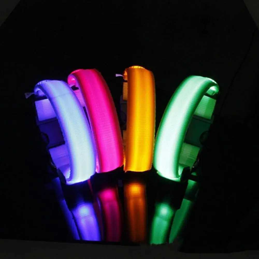 LED Dog Anti-lost Collar Glowing Luminous LED Light Pet Collar For Small Medium Large Dogs Collars Leads Safety Necklace W250219
