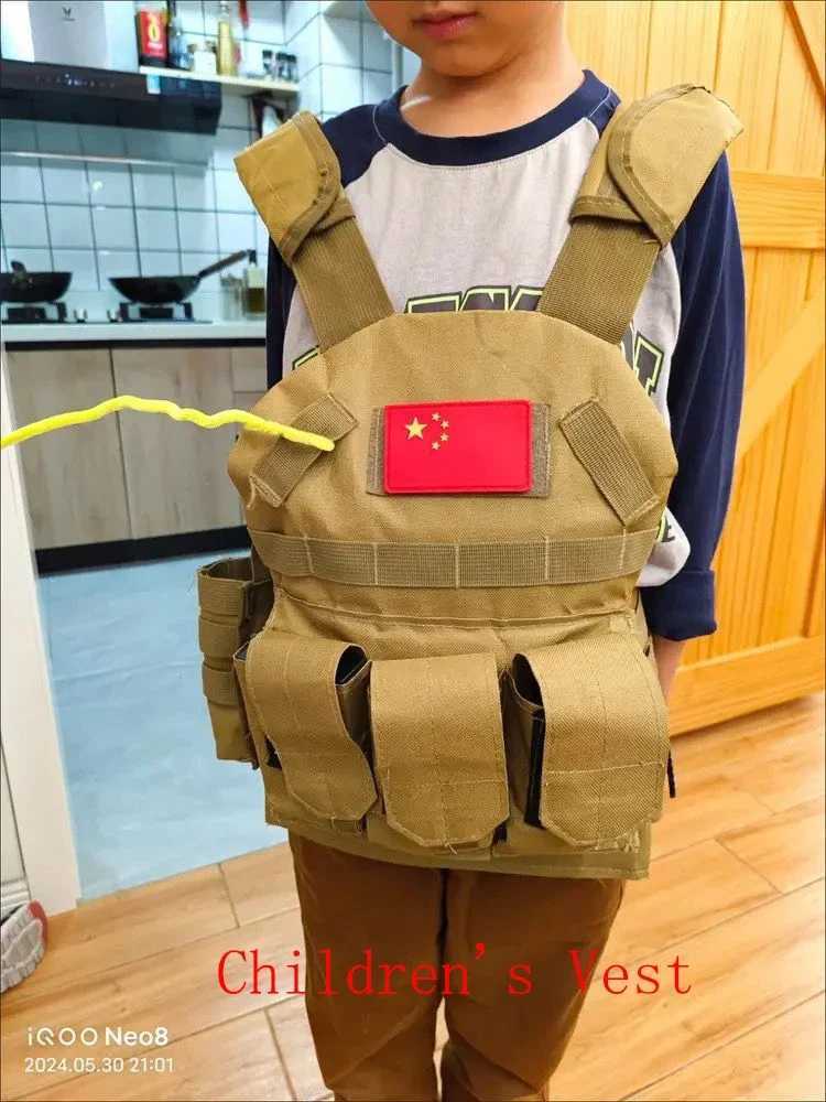 Child Nylon Webbed Gear Tactical Vest Body Armor Hunting Carrier Kid Accessories 6094 Pouch Camouflage Camo Training VestXJ250219