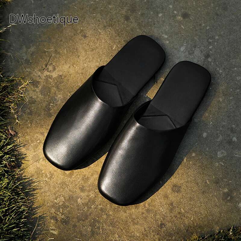 Genuine women mules slip on suede leather slippers