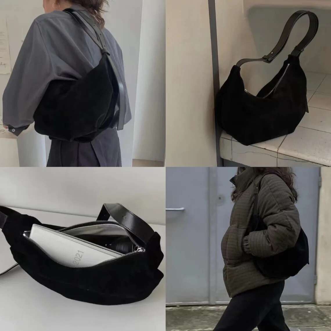 2024 New Leather Shoulder Versatile Anti Veet Underarm Suede Large Capacity Commuter Bag