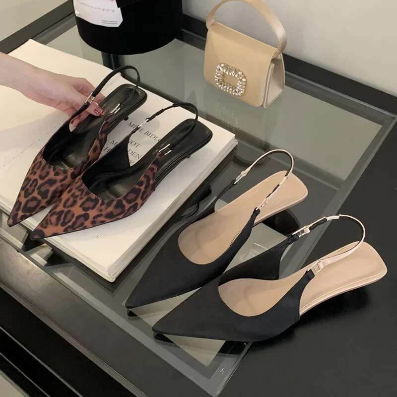 Fashion Belt Buckle Strap Pointed Toe Women Pumps Elegant Casual Party Low Heels Sandals Mule Ladies Shoes