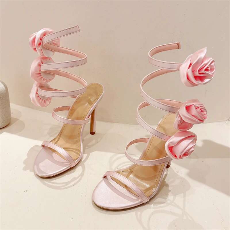 Summer Sexy Silk wer Ankle Strap Sandals Woman Fashion Open Toe Stiletto High Heels Banquet Party Pumps Shoes