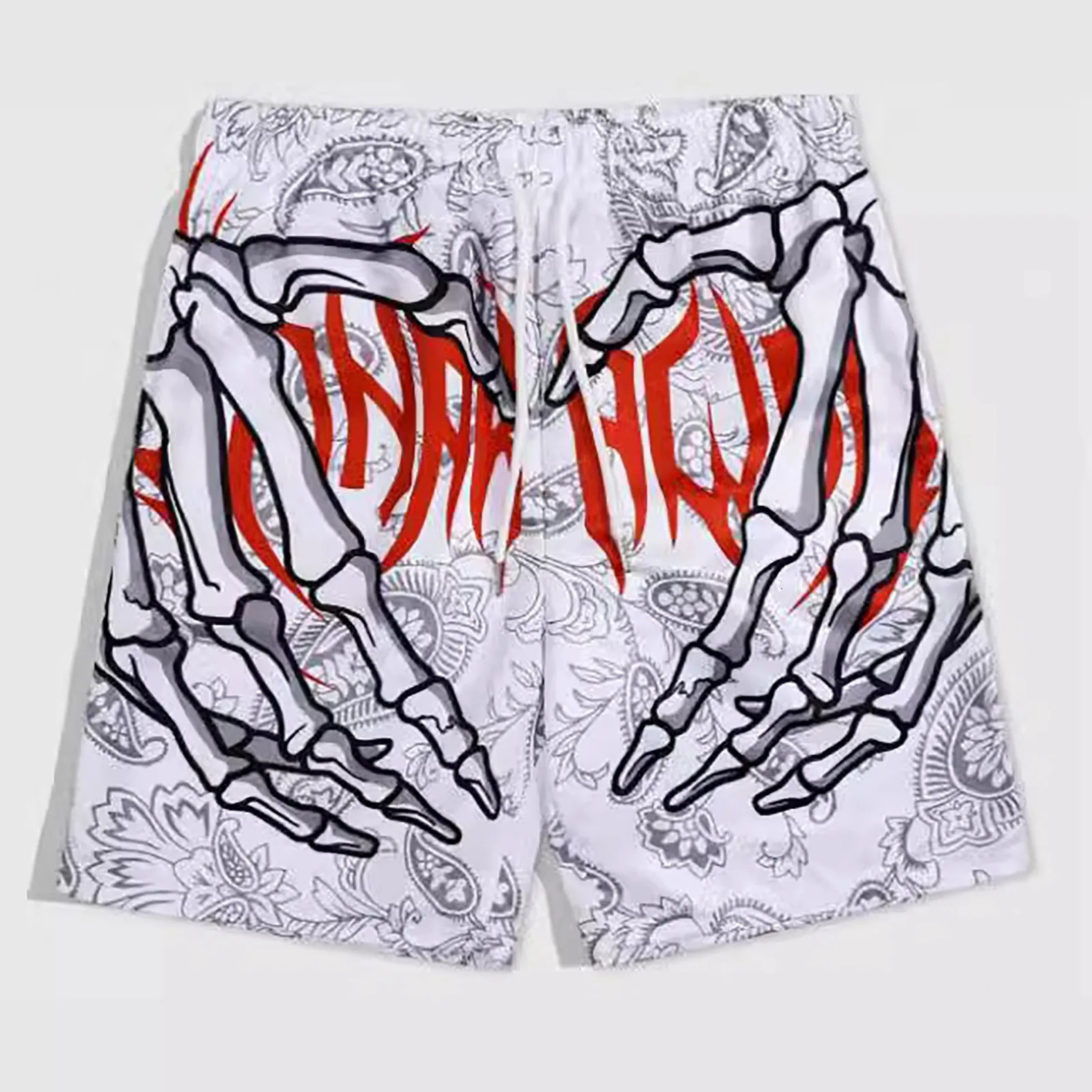 Elastic Waist Jogging Shorts Swim Trunks Board Summer Beach With Hand Print Y2k For Men Mens Clothing 250219