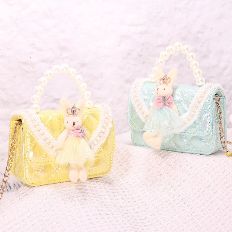 Childrens bag Spring and summer childrens fashionable candy color messenger bag little girl pearl personality handbag 250219