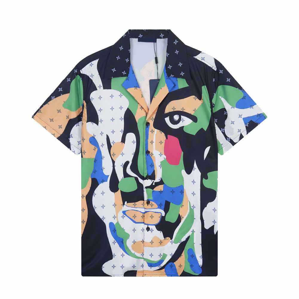2025 Designer Shirt Mens Button Up Shirts Print Bowling Shirt Hawaii Floral Casual Silk Shirts Men Slim Fit Short Sleev