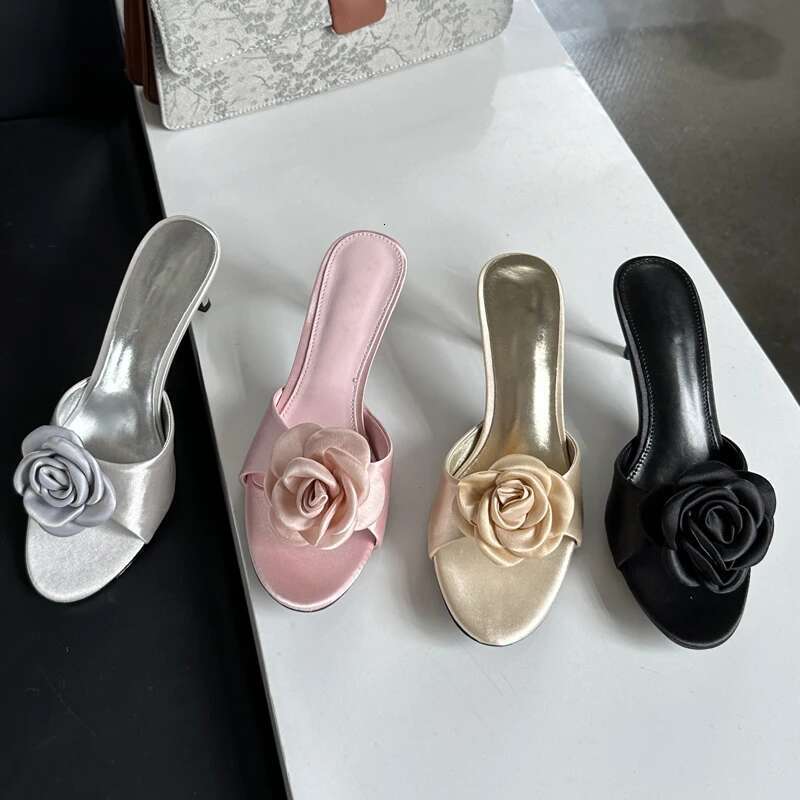 2025 Summer Fashion wer Woman Slippers Thin Low Heels Party Stripper Ladies Mules Slides atos Mujer